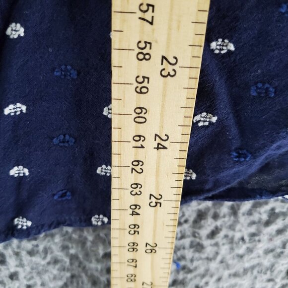 Loft Top Womens Medium Navy Blue Embroidered Floral Softened Button Blouse - Picture 5 of 10